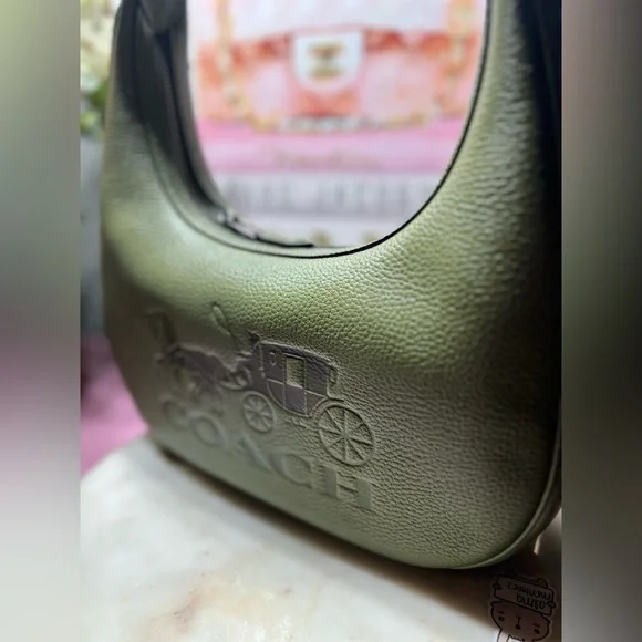 Coach Carmen Shoulder BagForest Green Leather Hobo Bag NWOT - Picture 7 of 14